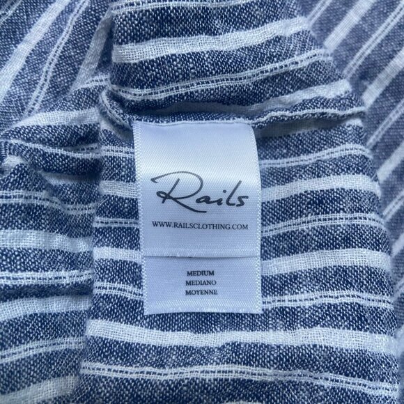 Rails Jasmine Linen Blend Drop Elastic Waist Dress Tibet Stripe Size Medium - Picture 13 of 14